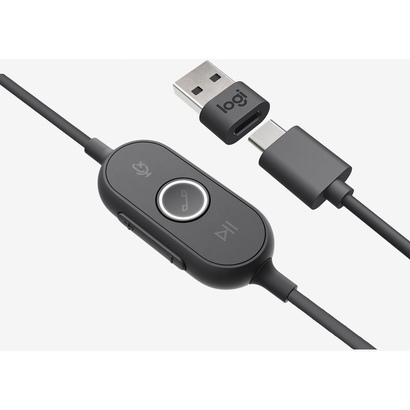 Logitech Zone 750 Wired On-Ear Headset with advanced noise-canceling microphone, simple USB-C and included USB-A adapter, plug-and-play compatibility for all devices - Thumbnail 4