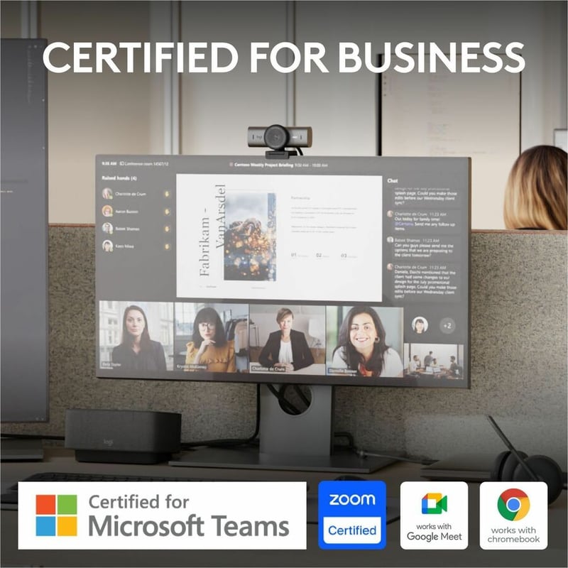 Logitech MX Brio 705 for Business 4K Webcam with Auto Light Correction, Ultra HD, Auto-Framing, Show Mode, USB-C, Works with Microsoft Teams, Zoom, Google Meet, Graphite - Thumbnail 2