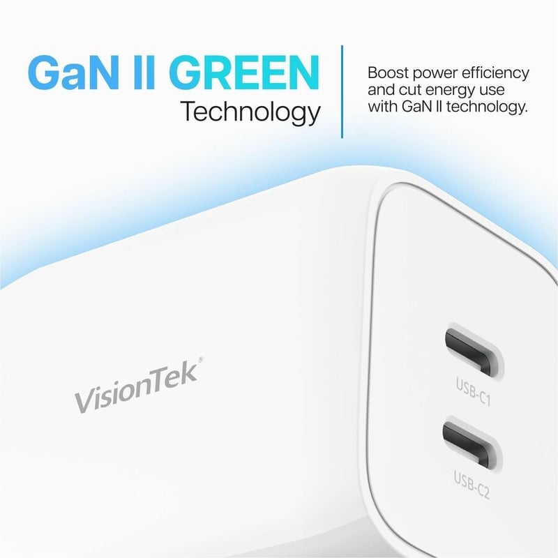 VisionTek 65W GaN II Power Adapter - 2 Port - Thumbnail 5