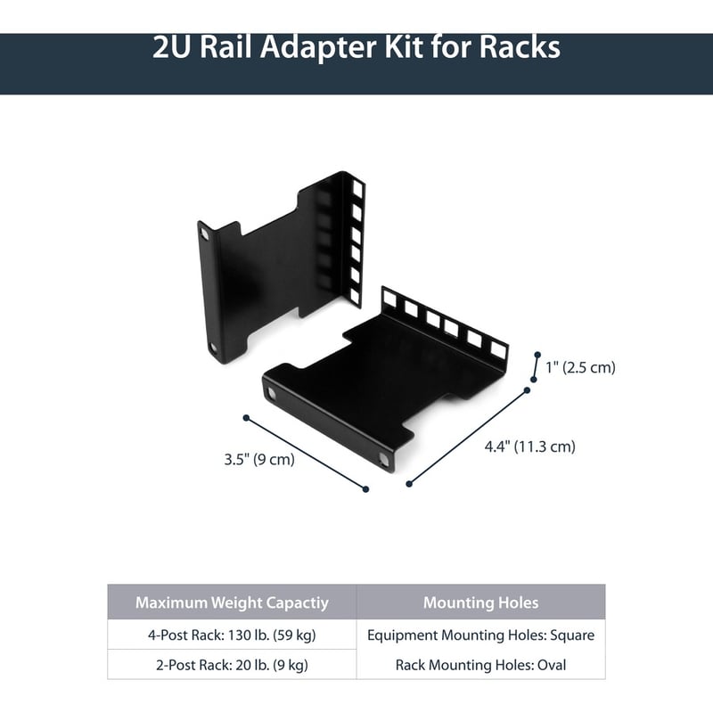 StarTech.com 2U Server Rack Depth Extender Adapter Kit - Recess or Extend 4" - TAA Complaint - Thumbnail 5