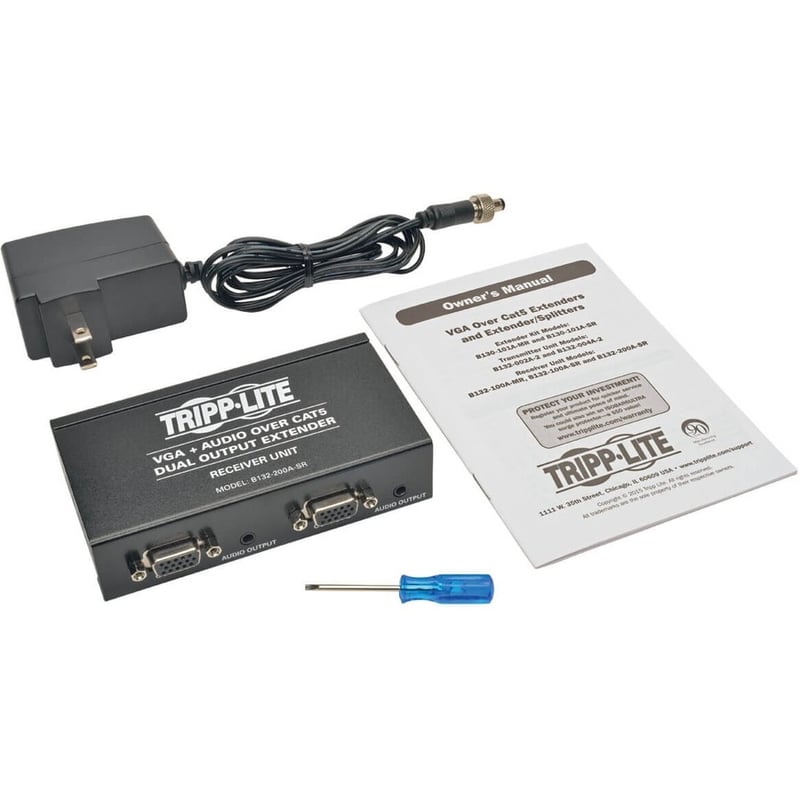 Eaton Tripp Lite Series Dual VGA with Audio over Cat5/Cat6 Extender, Box-Style Receiver, 1440x900 60 Hz, Up to 300 ft. (90 m), TAA - Thumbnail 4