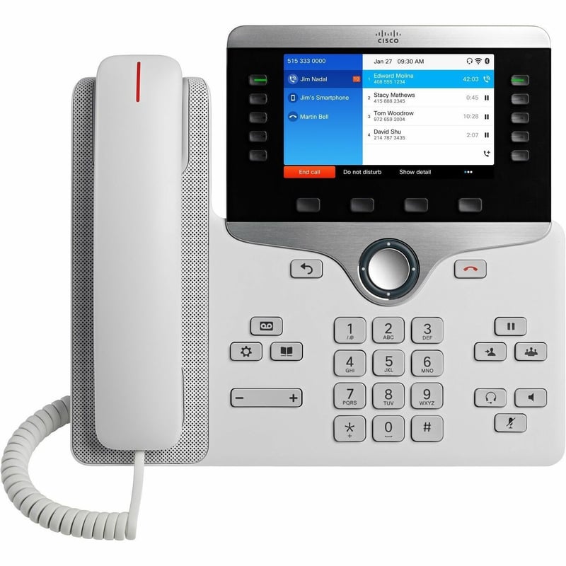 Cisco 8861 IP Phone - Corded - Corded/Cordless - Bluetooth, Wi-Fi - Wall Mountable, Desktop - Thumbnail 1