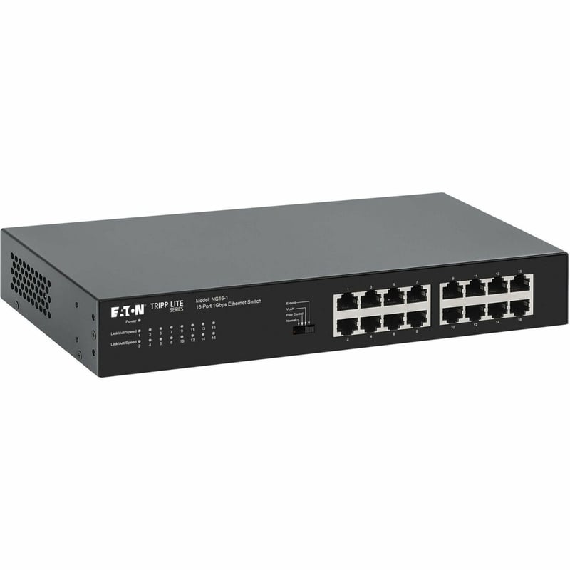 Eaton Tripp Lite Series 16-Port 10/100/1000 Mbps Desktop Gigabit Ethernet Unmanaged Switch, Metal Enclosure - Thumbnail 1