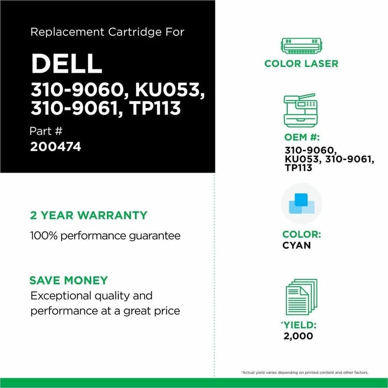 Clover Imaging Non-OEM New High Yield Cyan Toner Cartridge for Dell 1320 - Thumbnail 2