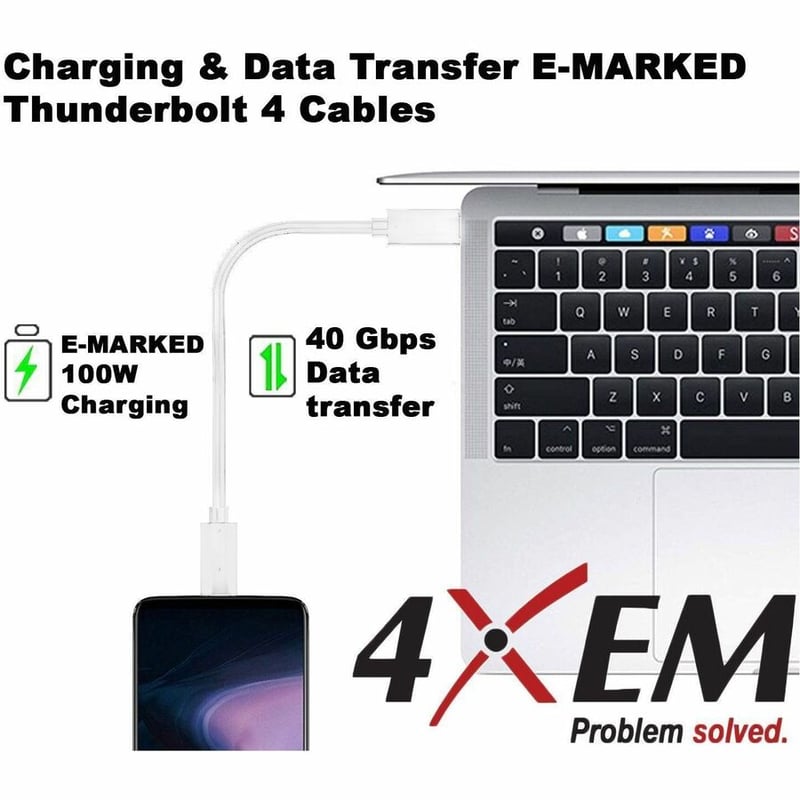 4XEM 40Gbps 1FT Thunderbolt 4 USB-C Cable - Thumbnail 5