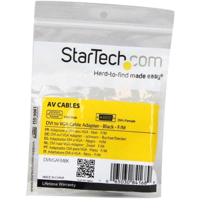 StarTech.com DVI to VGA Cable Adapter - Black - F/M - Thumbnail 3