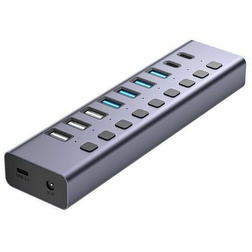 10 PORT USB 3.0 HUB WITH RJ-45 1XRJ45 2XUSBC 3.1 4XUSBA 3.0 3XUSBA - Thumbnail 1