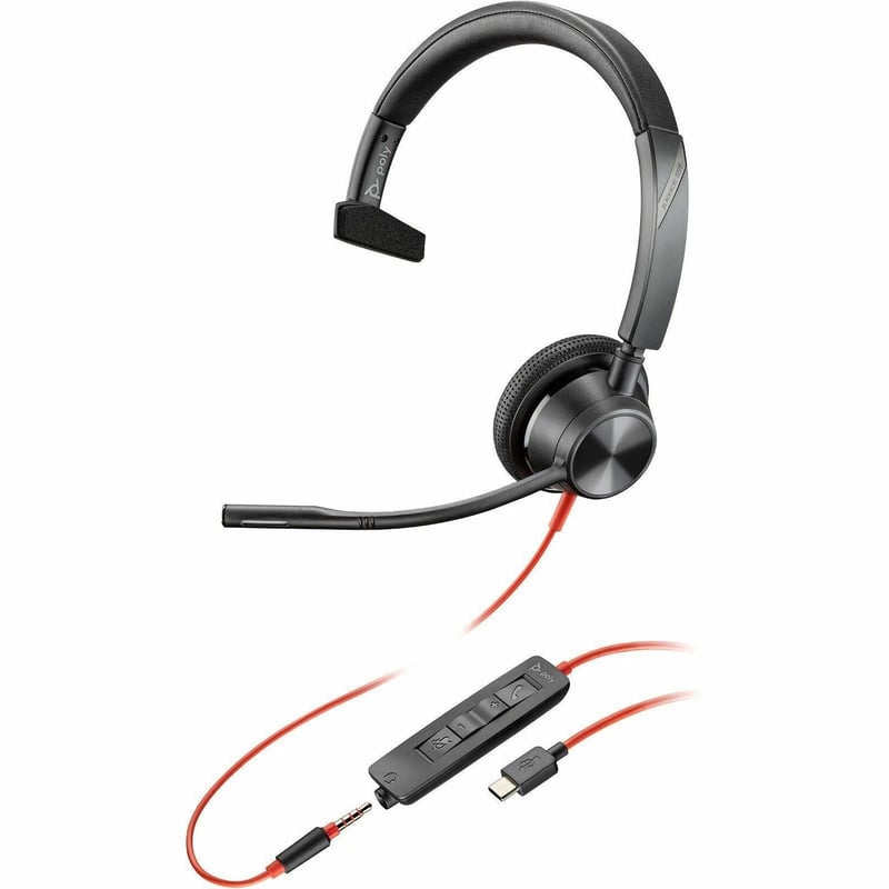 Poly Blackwire 3315 Monaural USB-C Headset +3.5mm Plug +USB-C/A Adapter - Thumbnail 1