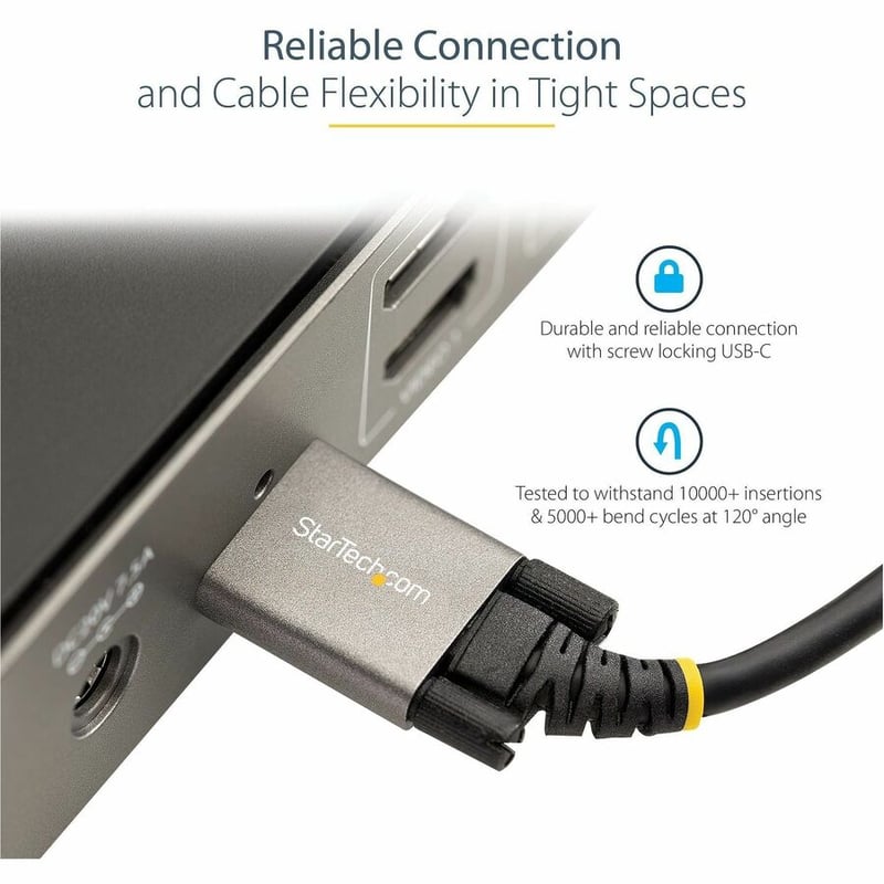 StarTech.com 20" 50cm Side Screw Locking USB C Cable 10Gbps, USB 3.1 Type-C Cable, 5A/100W PD, DP Alt Mode, Dual Screw Lock USB-C Cord - Thumbnail 4