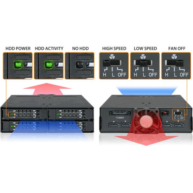 Icy Dock ToughArmor MB607SP-B Drive Enclosure for 5.25" - Serial ATA/600 Host Interface Internal - Black - Thumbnail 2