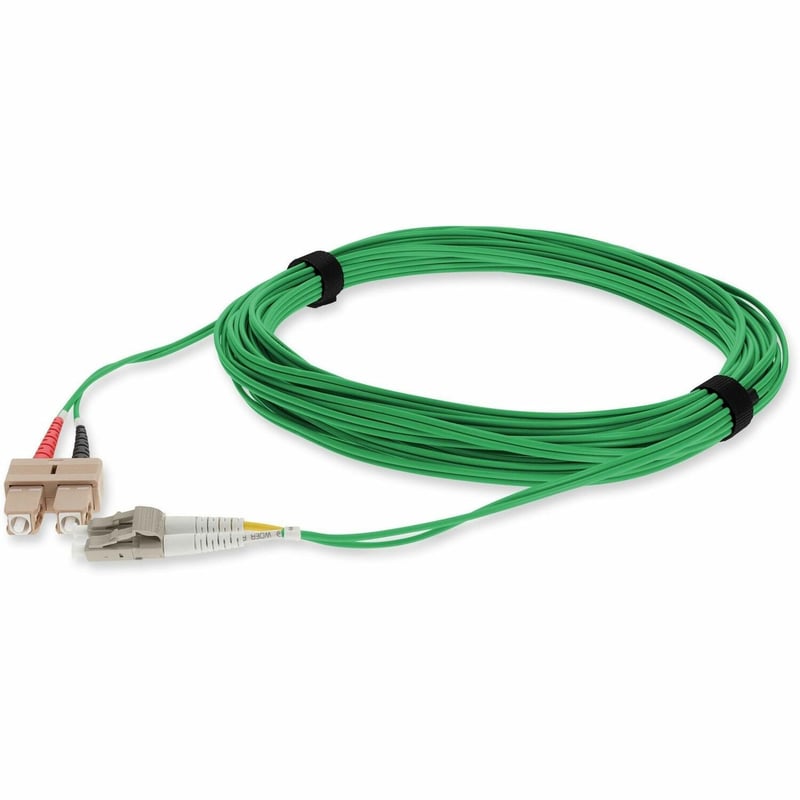 AddOn 5m SC to LC Green OM4 Duplex OFNR (Riser-Rated) Fiber Patch Cable - Thumbnail 1