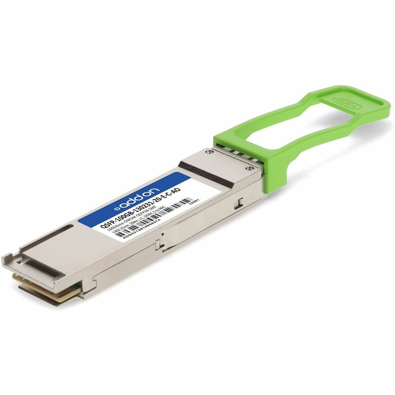 AddOn Cisco® Compatible TAA 100GBase-OWDM QSFP28 Transceiver O-Band Channel OW302 50GHz (SMF, 1302.31nm, 20km, LC, DOM, -5 to +80C) - Thumbnail 1