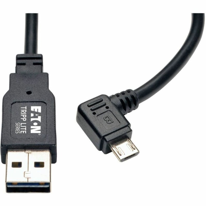 Eaton Tripp Lite Series Dedicated Reversible USB Charging Cable (Reversible A to Right-Angle 5-Pin Micro B) Black, 3 ft. (0.91 m) - Thumbnail 1