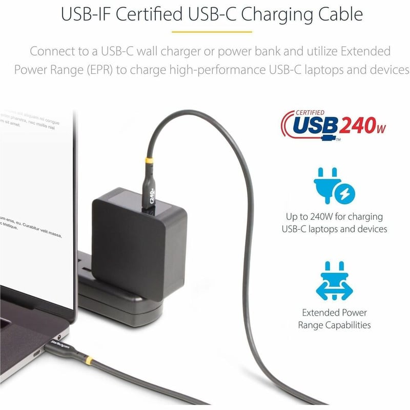 USB-C CABLE USB-IF CERTIFIED 240W PD EPR/TYPE-C CHARGER CORD - Thumbnail 2