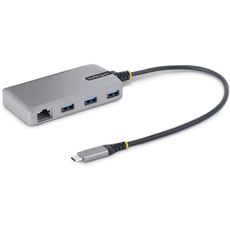 StarTech.com 3-Port USB-C Hub with Ethernet, 3x USB-A Ports, GbE, 5Gbps, Bus-Powered, 1ft/30cm Cable, Portable USB Type-C Expansion Hub - Thumbnail 1