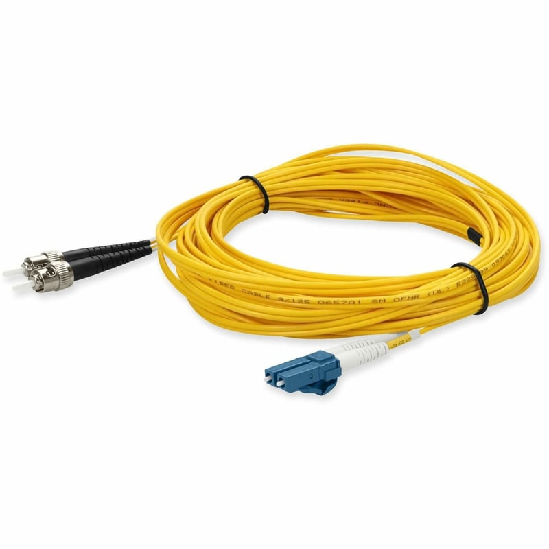 AddOn 1m ST to LC Yellow OS2 Duplex OFNR (Riser-Rated) TAA SMF Fiber Patch Cable - Thumbnail 1