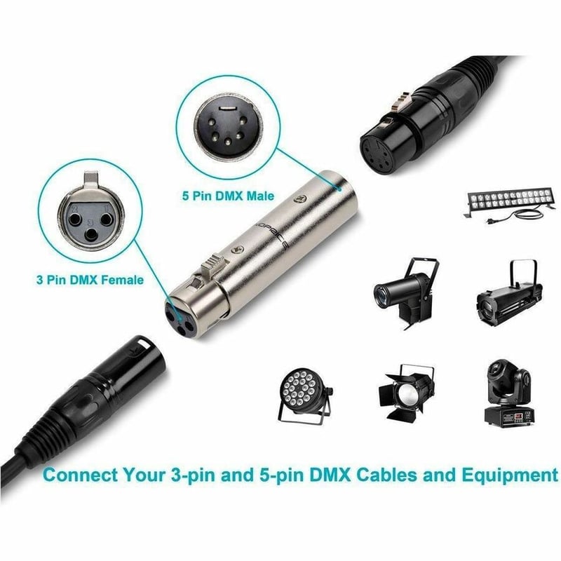 MONOPRICE 5-PIN MALE TO 3-PIN FEMALE DMX CONVERTER - Thumbnail 5