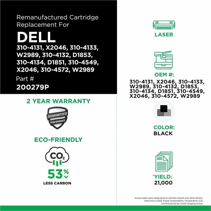 Clover Imaging Remanufactured High Yield Toner Cartridge for Dell M5200/W5300 - Thumbnail 3