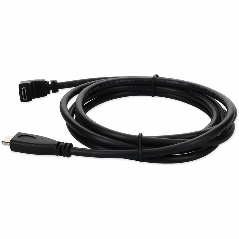 6ft (2m) USB-C 3.1 (Male) to USB-C 3.1 (Male) Right Angled Black Cable - Thumbnail 2