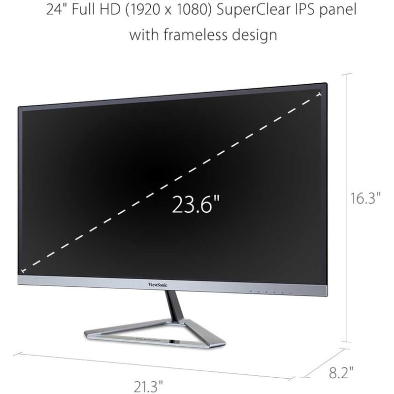 ViewSonic VX2476-SMHD 24 Inch 1080p Widescreen IPS Monitor with Ultra-Thin Bezels, HDMI and DisplayPort