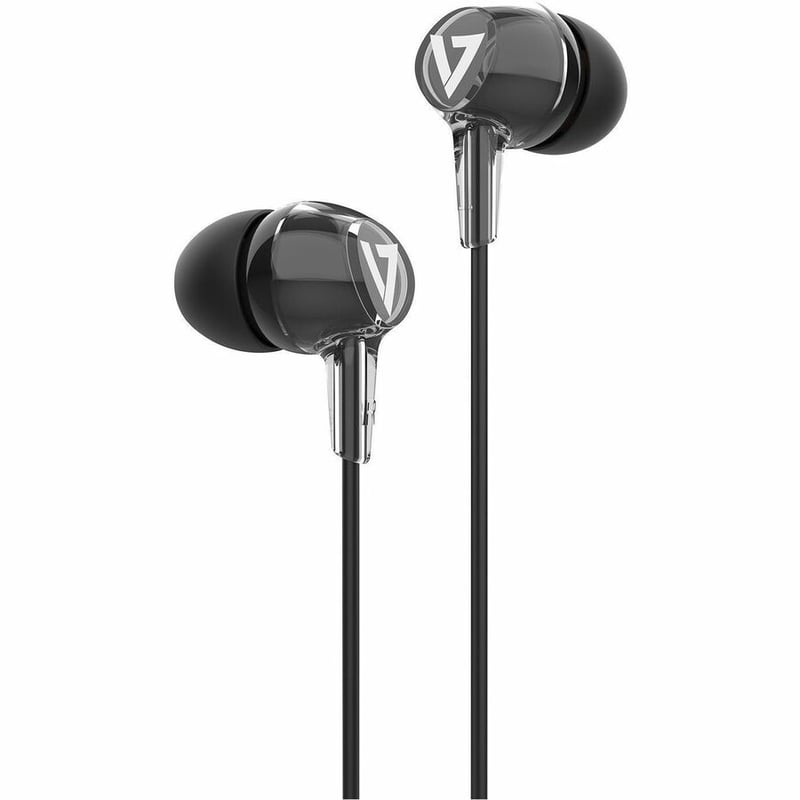 V7 3.5mm Noise Isolating Stereo Earbuds with In-line Mic, iPads, iPhones, iPod, Tablets, Smartphones, Laptop Computer, Chromebook, PC, Black - Thumbnail 2