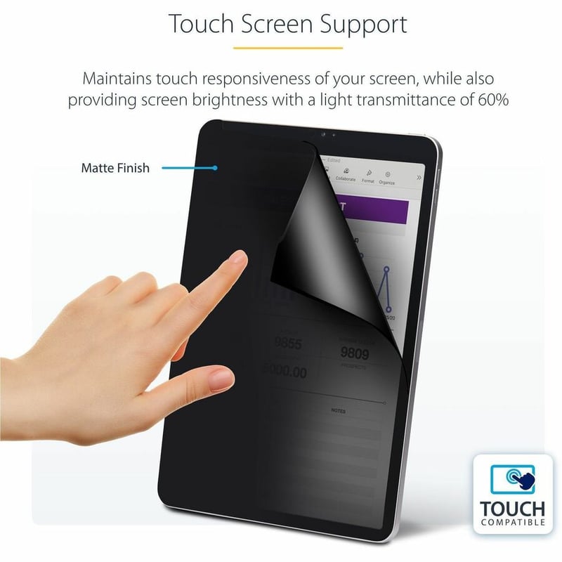 StarTech.com 4-Way Privacy Screen For 11-inch iPad Pro, For Portrait/Landscape Orientations, Touch-Enabled, +/- 30 Deg. View, Matte Finish - Thumbnail 5
