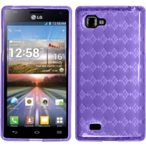 BasAcc TPU Rubber Gel Skin Case Cover w/ Pattern For LG Nexus 4x HD P880 - Purple - Thumbnail 1