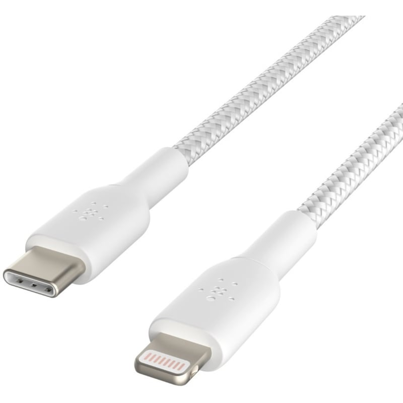 Belkin BoostCharge Braided USB-C to Lightning Cable (1 meter / 3.3 foot, White) - Thumbnail 1