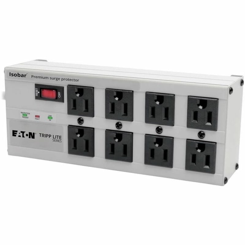 Tripp Lite by Eaton Isobar 8-Outlet Surge Protector 25 ft. Cord with Right-Angle Plug 3840 Joules Diagnostic LEDs Metal Housing - Thumbnail 1