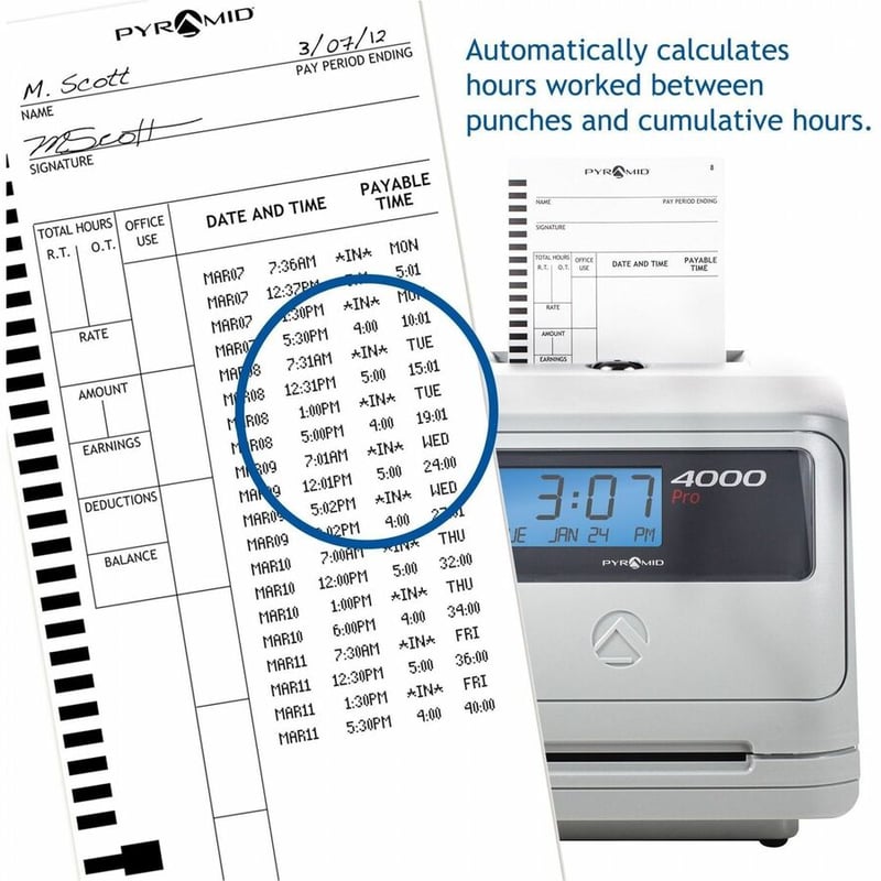 Pyramid 4000 Auto Totaling Time Clock - Thumbnail 4