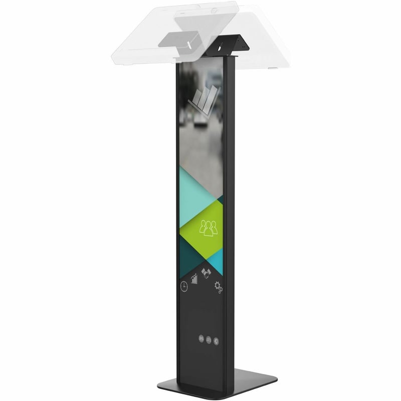 CTA Digital Premium Floor Stand Kiosk w/ Graphic Slots and Dual VESA Plates (Black) - Thumbnail 1