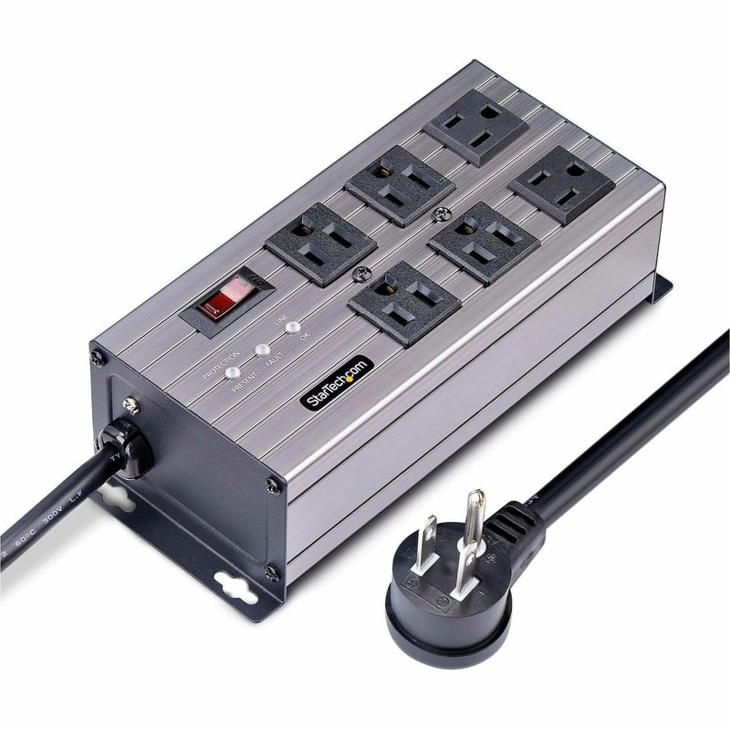 6-PORT INDUSTRIAL POWER STRIP - SURGE PROTECTION MOUNTABLE PDU - Thumbnail 1