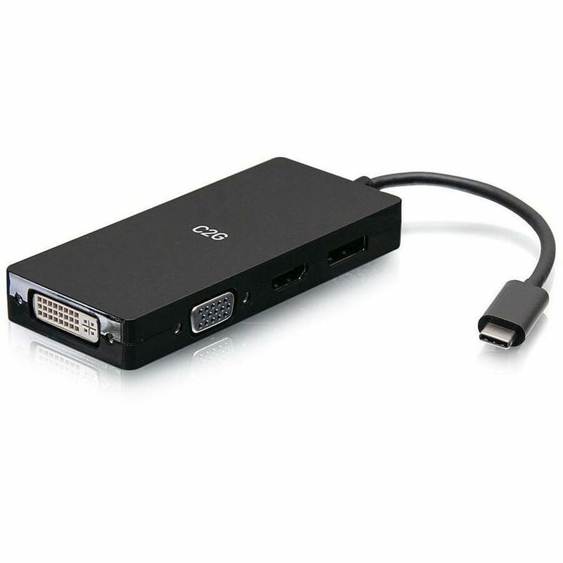 C2G USB C Multiport Adapter with HDMI, DisplayPort, DVI & VGA - 4K 60Hz - Thumbnail 1