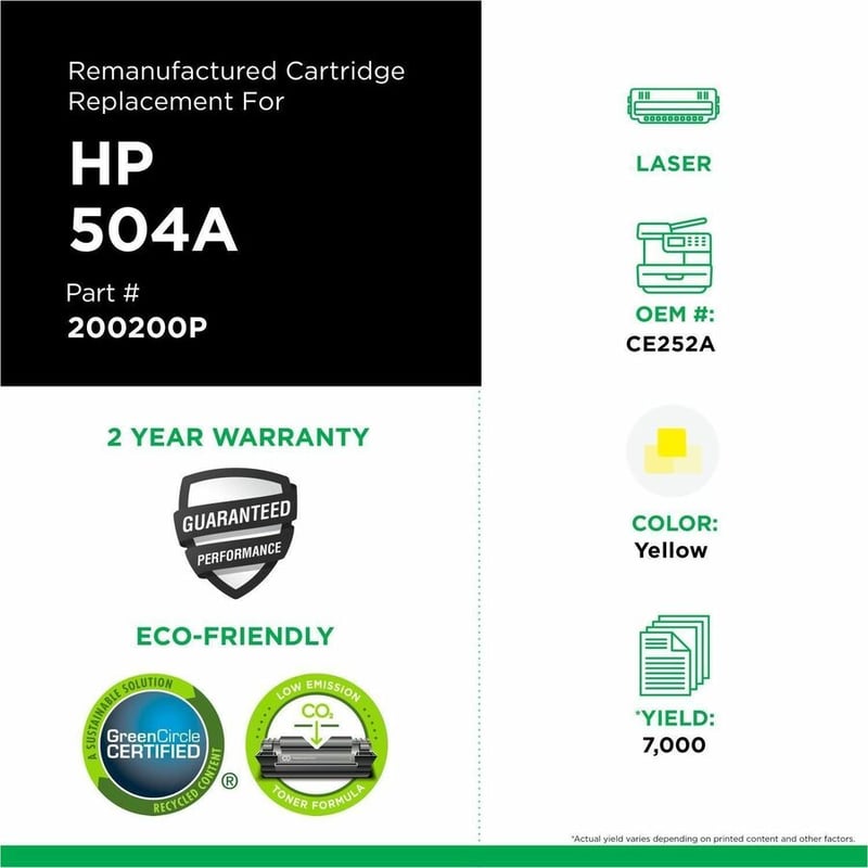 Clover Imaging Remanufactured Yellow Toner Cartridge for HP 504A (CE252A) - Thumbnail 3