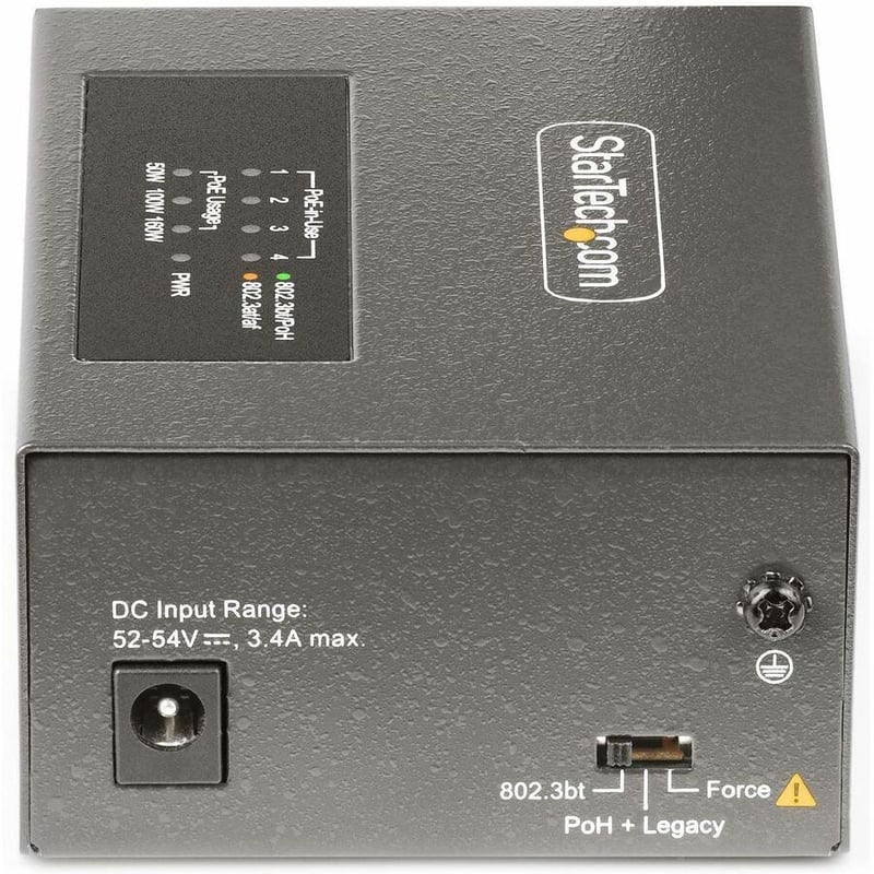 StarTech.com 4-Port Multi-Gigabit PoE++ Injector, 5/2.5/1G Ethernet (NBASE-T), PoE/PoE+/PoE++ (802.3af/802.3at/802.3bt), 160W Power Budget - Thumbnail 4