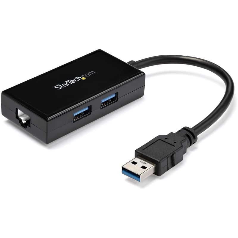 StarTech.com USB 3.0 to Gigabit Network Adapter with Built-In 2-Port USB Hub - Native Driver Support (Windows, Mac and Chrome OS) - Thumbnail 1
