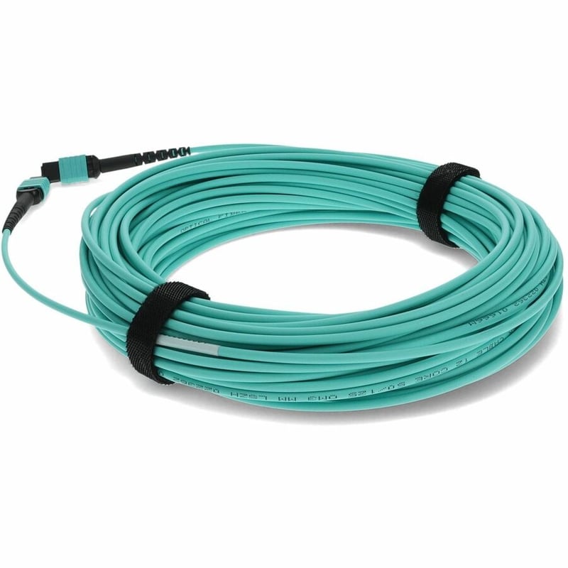 AddOn 30m MPO/UPC to MPO/UPC Aqua OM3 OFNR (Riser-Rated) 12-Strand Fiber Patch Cable - Thumbnail 3