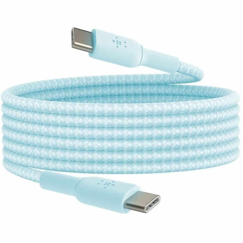 BRAIDED PVC USB-C CHARGE CABLE 60W BLUE 2M - Thumbnail 1