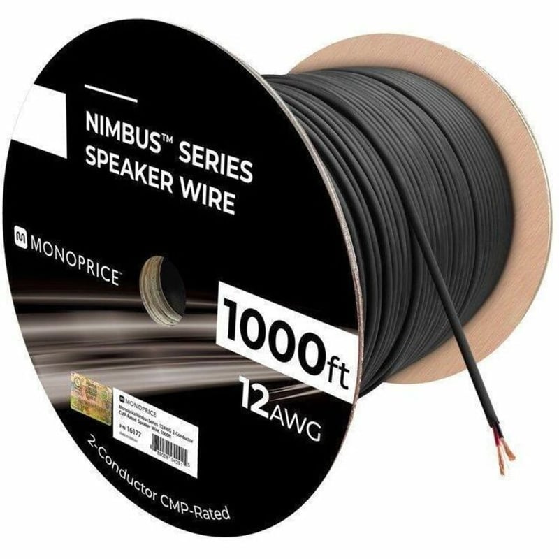 MONOPRICE SPEAKER WIRE, CMP RATED, 2-CONDUCTOR, 12AWG, 1000FT, BLACK - Thumbnail 4