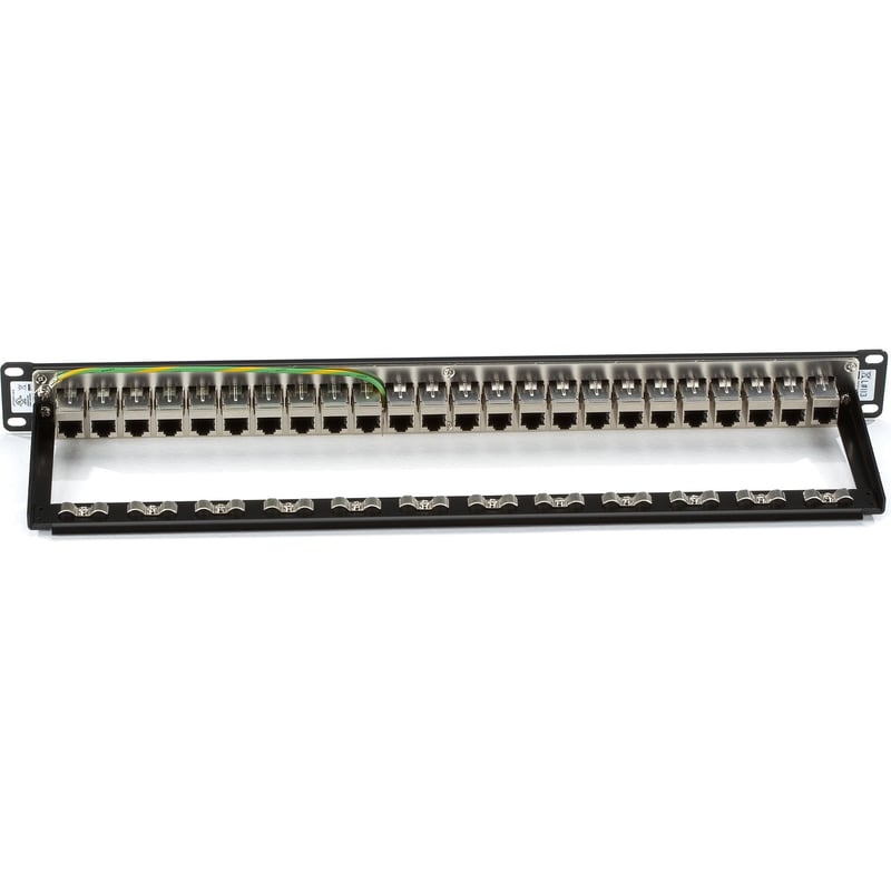 Black Box CAT6 Patch Panel - Feed-Through, 1U, Shielded, 24-Port - Thumbnail 1