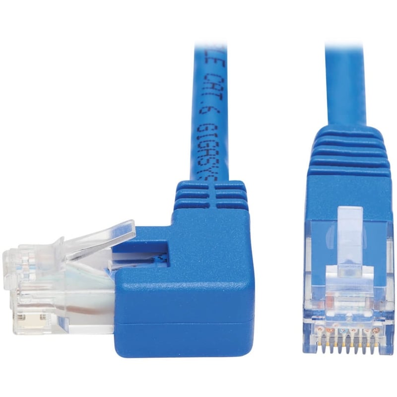 Eaton Tripp Lite Series Left-Angle Cat6 Gigabit Molded UTP Ethernet Cable (RJ45 Left-Angle M to RJ45 M), Blue, 20 ft. (6.09 m) - Thumbnail 1