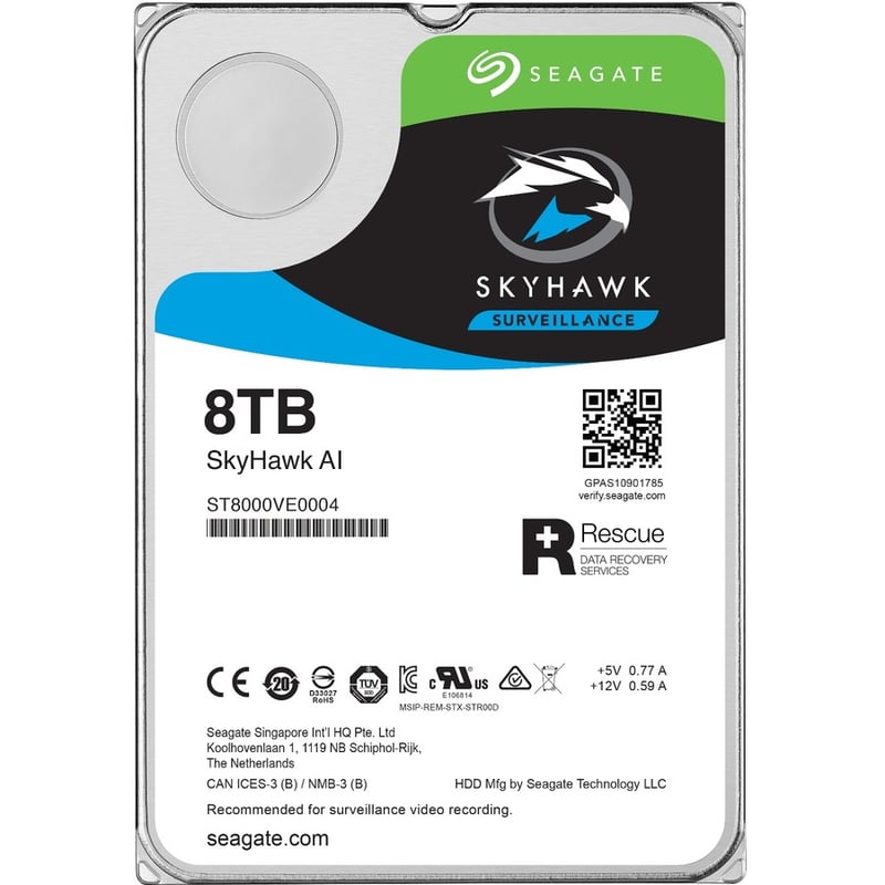 Seagate SkyHawk AI ST8000VE001 8 TB Hard Drive - 3.5" Internal - SATA (SATA/600) - Thumbnail 4