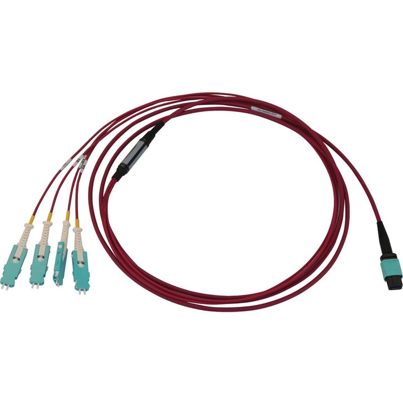 Tripp Lite by Eaton 40/100/400G Multimode 50/125 OM4 Breakout Fiber Optic Cable (12F MTP/MPO-PC to 4x Duplex SN-PC F/M), LSZH, Magenta, 3 m (9.8 ft.) - Thumbnail 2