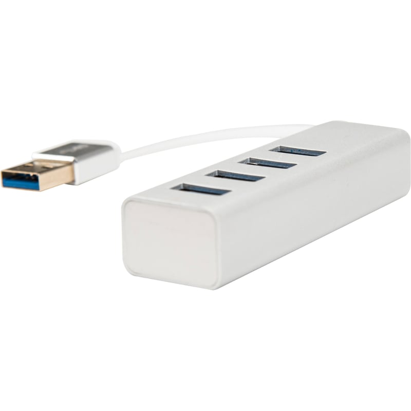 Rocstor Premium Portable 4 Port SuperSpeed Mini USB 3.0 Hub - Aluminum Silver - USB - External - 4 USB Ports Female - 4 USB 3.0 Ports - PC, Mac - 6 in Mini Hub with Built-in SuperSpeed Cable 5Gbps - Thumbnail 5