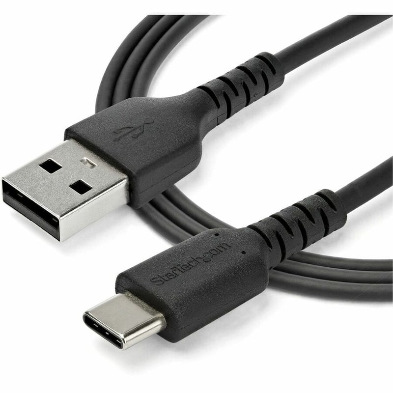 StarTech.com 2m USB A to USB C Charging Cable - Durable Fast Charge & Sync USB 2.0 to USB Type C Data Cord - Aramid Fiber M/M 3A Black - Thumbnail 5