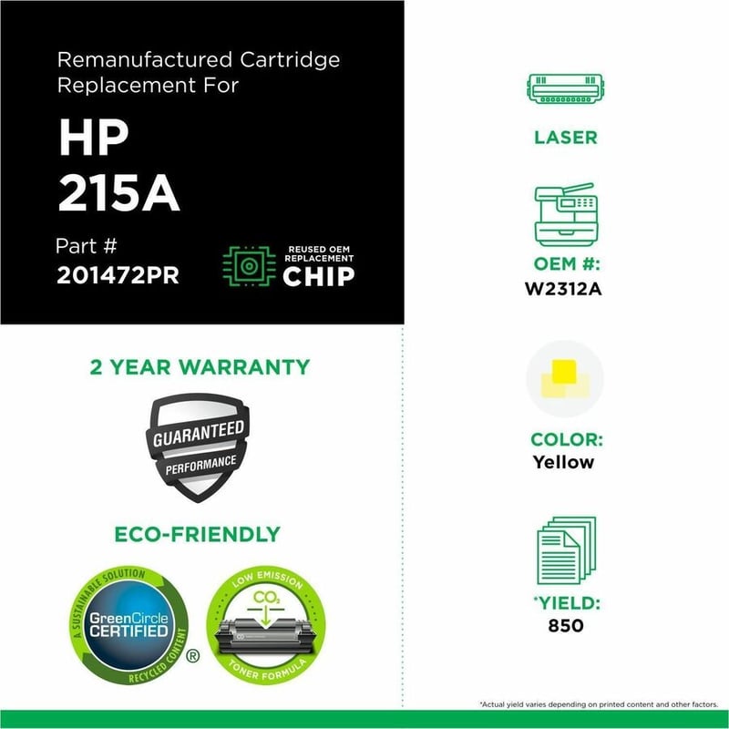 Clover Imaging Remanufactured Yellow Toner Cartridge (Reused OEM Chip) for HP 215A (W2312A) - Thumbnail 3