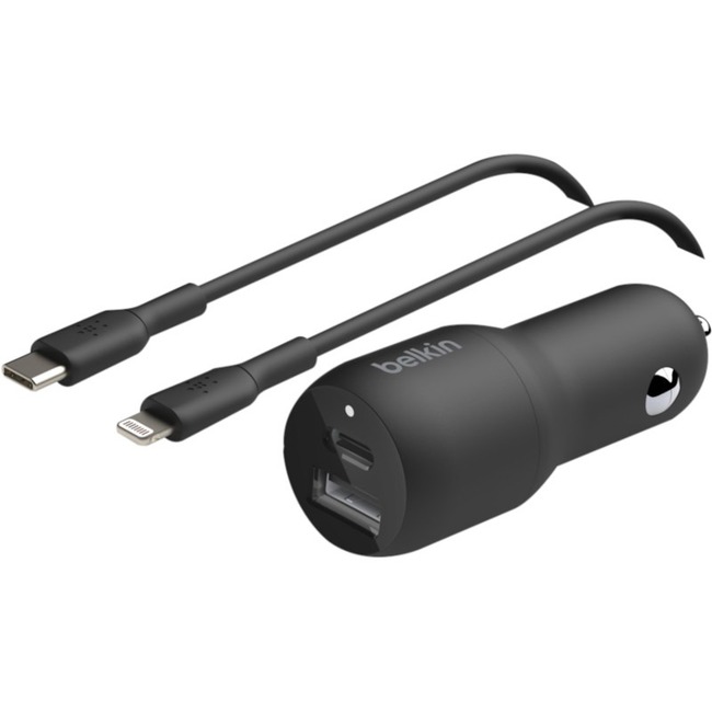 Belkin BoostCharge Dual Car Charger with PPS 37W (USB-C Cable with Lightning Connector included) - Thumbnail 1