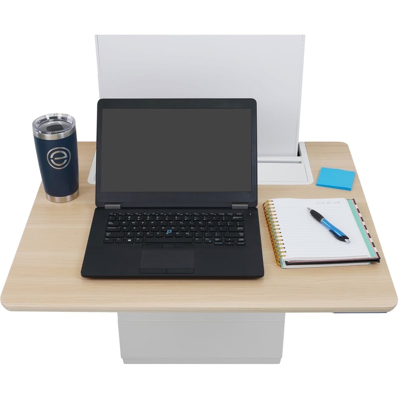 Ergotron WorkFit Elevate with Power Access (Mendota Maple) Sit-Stand Wall Desk - Thumbnail 5