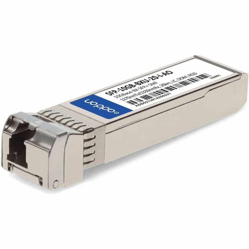 AddOn MSA and TAA 10GBase-BX SFP+ Transceiver (SMF, 1270nmTx/1330nmRx, 20km, LC, DOM, -40 to 85C) - Thumbnail 1