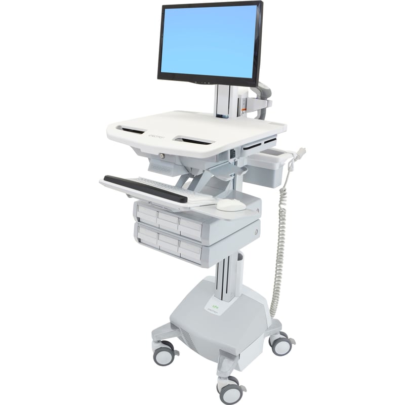 Ergotron StyleView Electric Lift Cart with Pivot, LiFe Powered, 6 Drawers (3x2) - Thumbnail 1